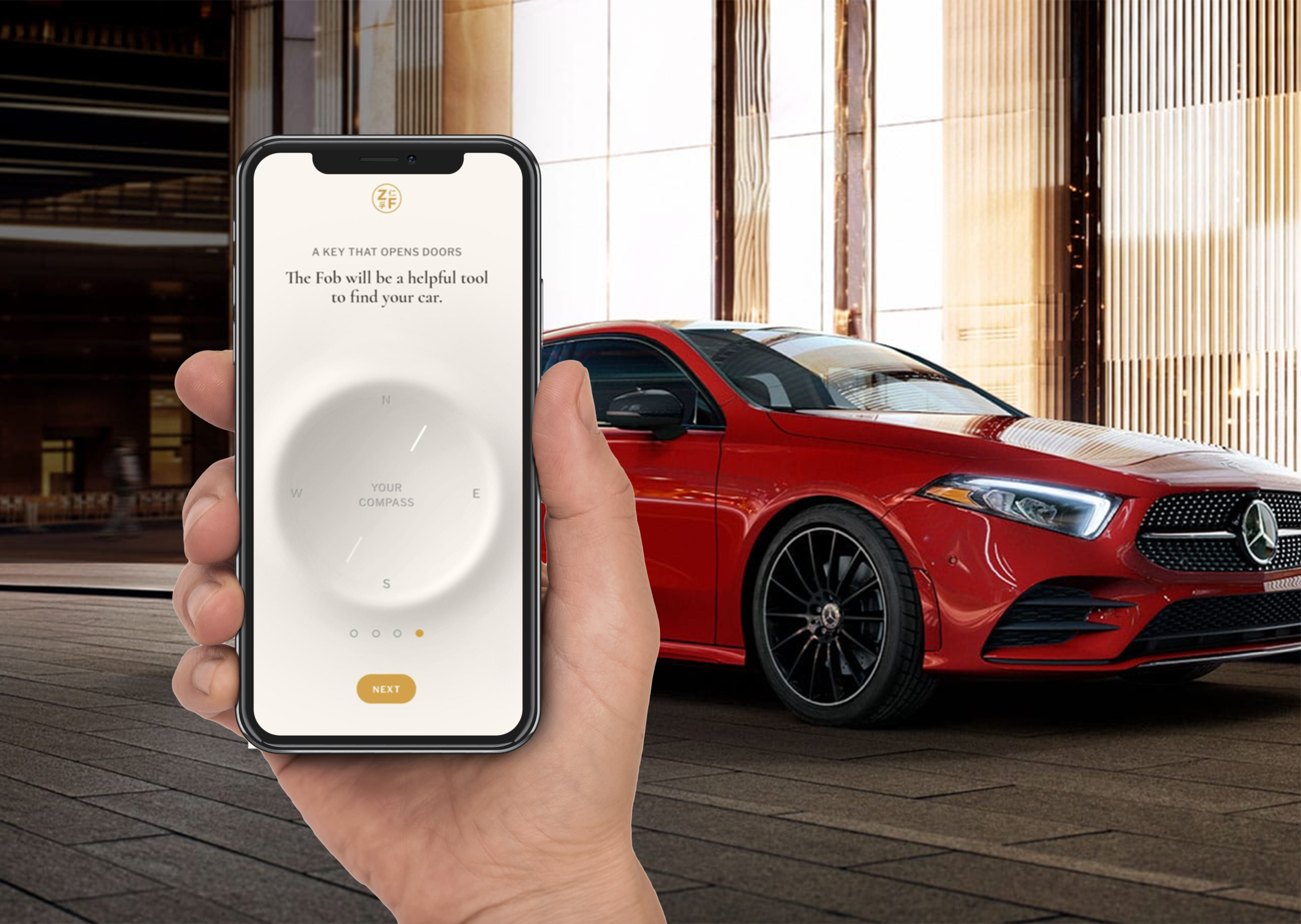 The smart key beside a phone showing the Zung Fu app, one object paired with one app.